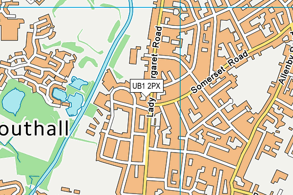 UB1 2PX map - OS VectorMap District (Ordnance Survey)