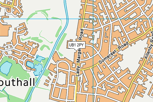 UB1 2PY map - OS VectorMap District (Ordnance Survey)