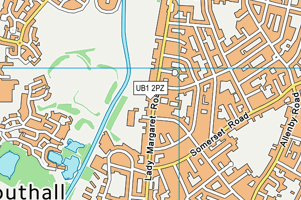 UB1 2PZ map - OS VectorMap District (Ordnance Survey)