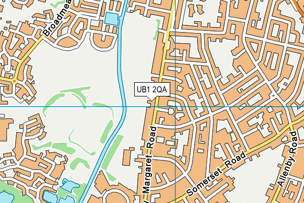 UB1 2QA map - OS VectorMap District (Ordnance Survey)