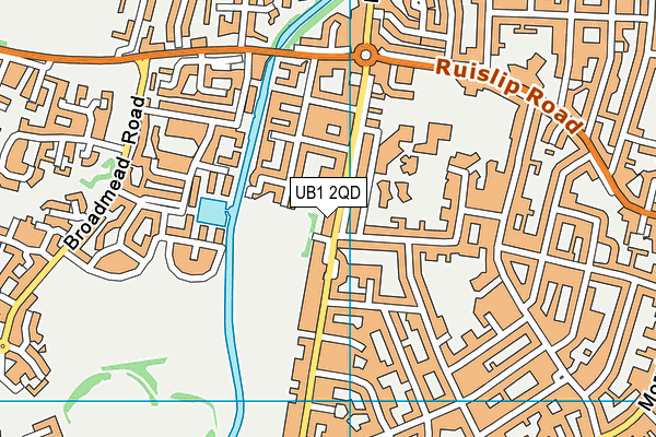 UB1 2QD map - OS VectorMap District (Ordnance Survey)