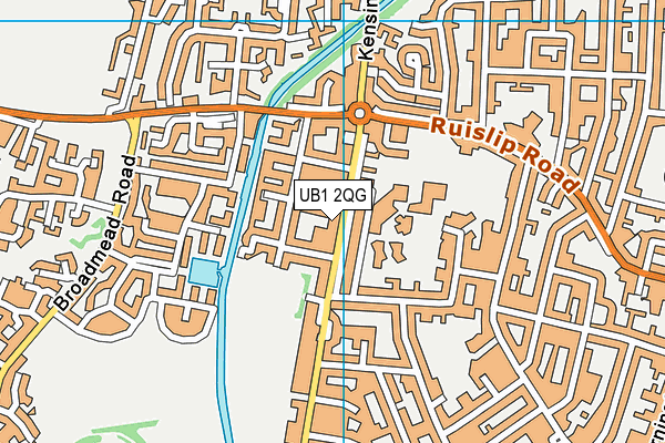 UB1 2QG map - OS VectorMap District (Ordnance Survey)