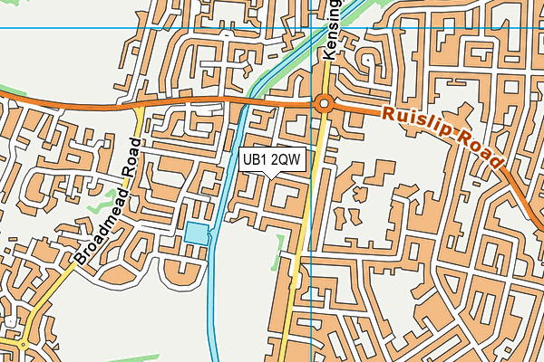 UB1 2QW map - OS VectorMap District (Ordnance Survey)