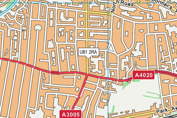 UB1 2RA map - OS VectorMap District (Ordnance Survey)