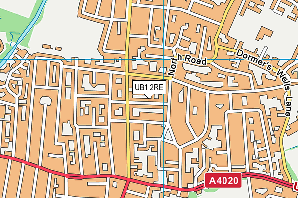 UB1 2RE map - OS VectorMap District (Ordnance Survey)