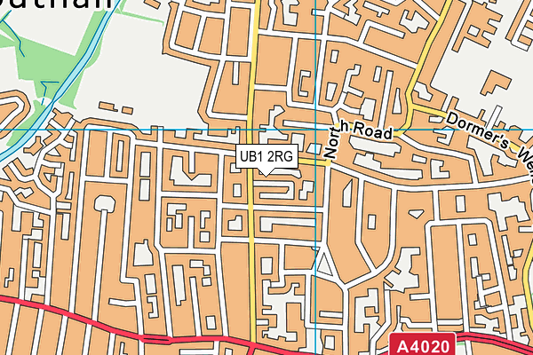 UB1 2RG map - OS VectorMap District (Ordnance Survey)