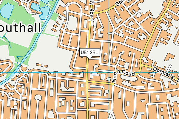UB1 2RL map - OS VectorMap District (Ordnance Survey)