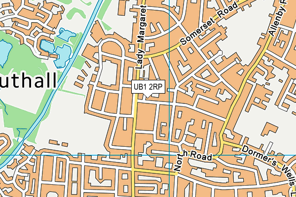 UB1 2RP map - OS VectorMap District (Ordnance Survey)