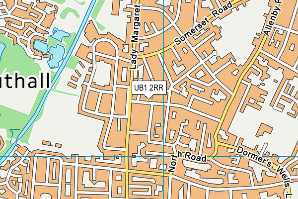 UB1 2RR map - OS VectorMap District (Ordnance Survey)