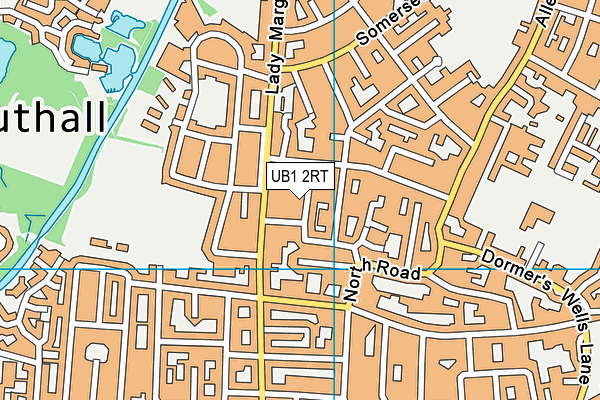 UB1 2RT map - OS VectorMap District (Ordnance Survey)