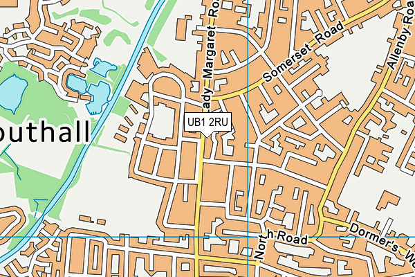 UB1 2RU map - OS VectorMap District (Ordnance Survey)