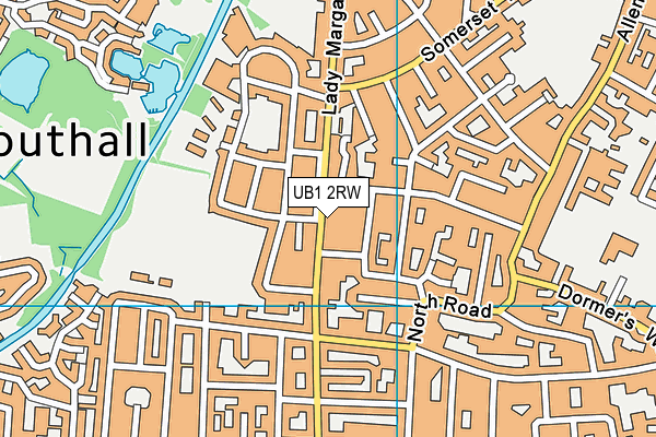 UB1 2RW map - OS VectorMap District (Ordnance Survey)