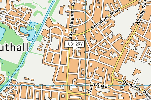 UB1 2RY map - OS VectorMap District (Ordnance Survey)