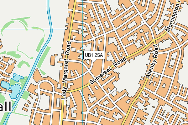 UB1 2SA map - OS VectorMap District (Ordnance Survey)