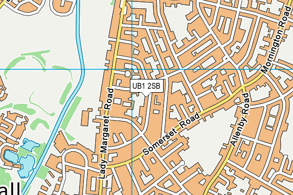 UB1 2SB map - OS VectorMap District (Ordnance Survey)