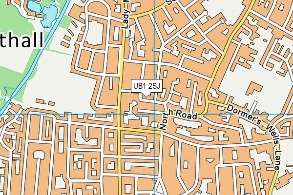 UB1 2SJ map - OS VectorMap District (Ordnance Survey)