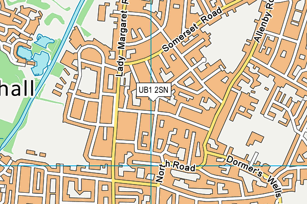 UB1 2SN map - OS VectorMap District (Ordnance Survey)