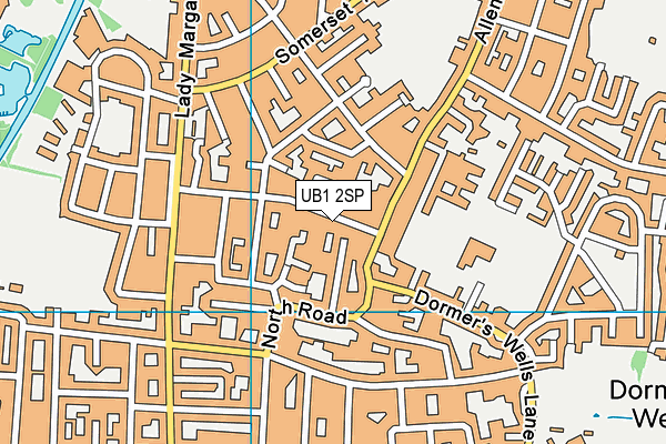 UB1 2SP map - OS VectorMap District (Ordnance Survey)