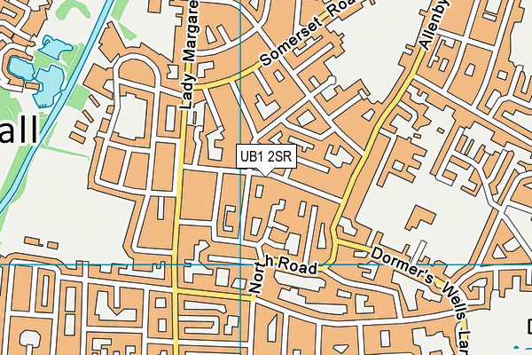 UB1 2SR map - OS VectorMap District (Ordnance Survey)
