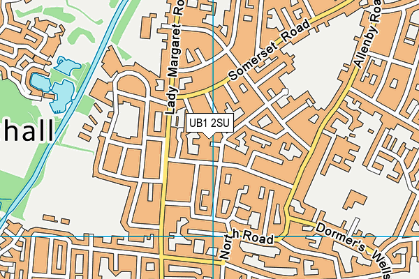 UB1 2SU map - OS VectorMap District (Ordnance Survey)