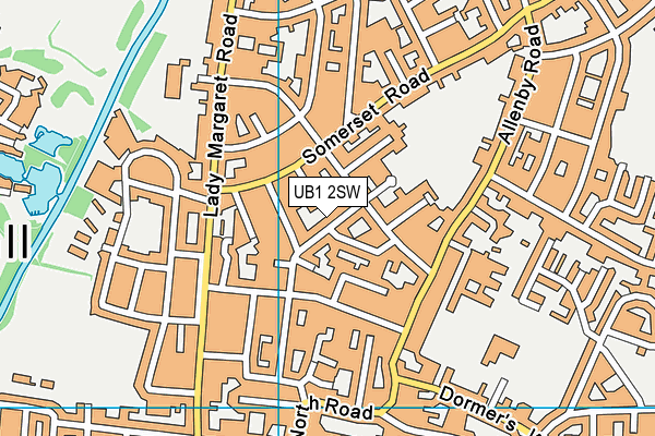 UB1 2SW map - OS VectorMap District (Ordnance Survey)