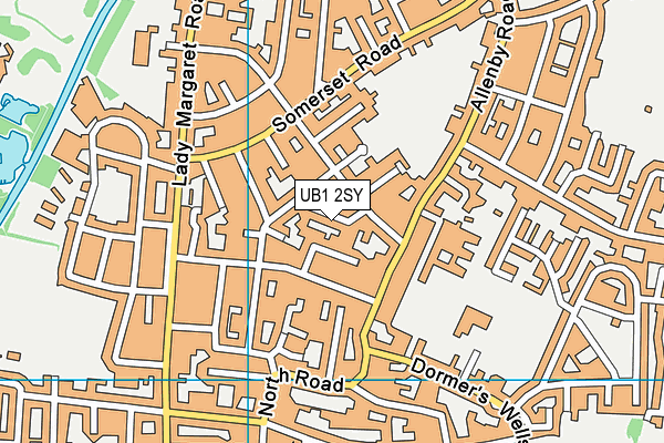 UB1 2SY map - OS VectorMap District (Ordnance Survey)