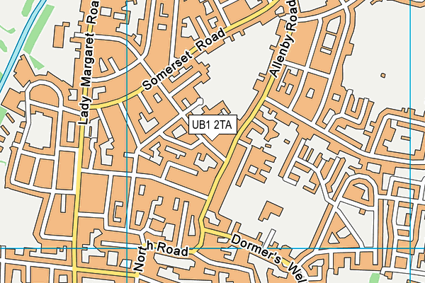 UB1 2TA map - OS VectorMap District (Ordnance Survey)