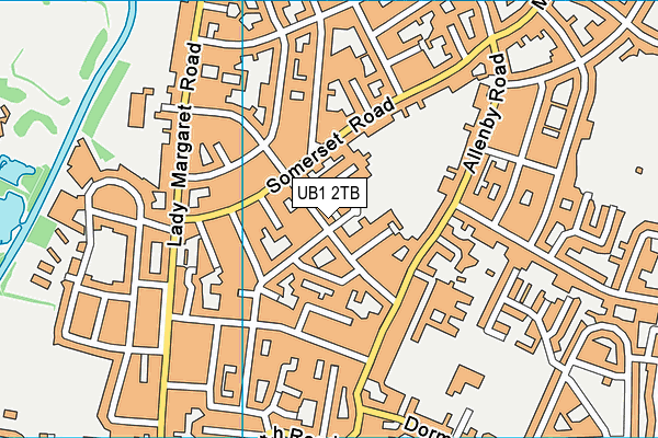 UB1 2TB map - OS VectorMap District (Ordnance Survey)