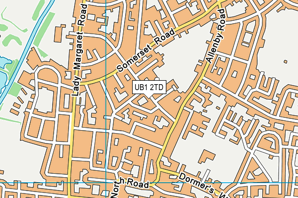 UB1 2TD map - OS VectorMap District (Ordnance Survey)