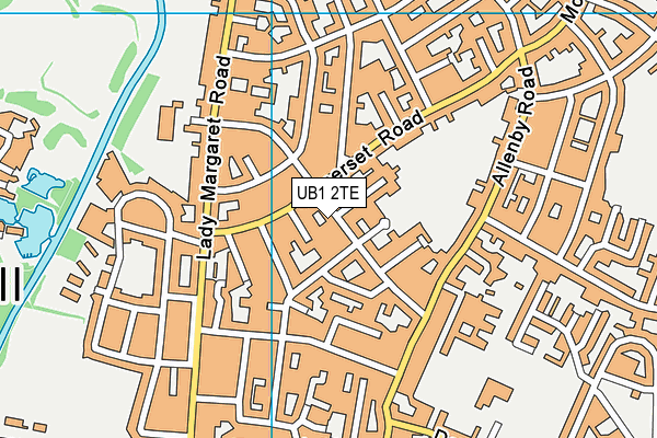 UB1 2TE map - OS VectorMap District (Ordnance Survey)