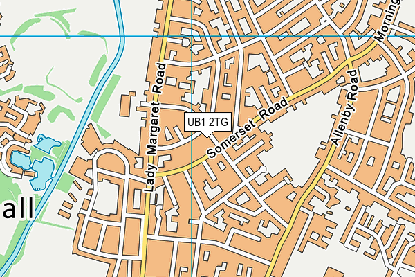 UB1 2TG map - OS VectorMap District (Ordnance Survey)