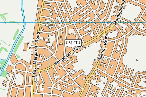 UB1 2TU map - OS VectorMap District (Ordnance Survey)