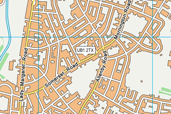 UB1 2TX map - OS VectorMap District (Ordnance Survey)