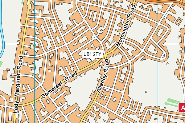 UB1 2TY map - OS VectorMap District (Ordnance Survey)
