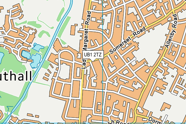UB1 2TZ map - OS VectorMap District (Ordnance Survey)