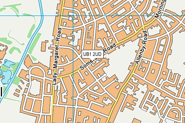 UB1 2UD map - OS VectorMap District (Ordnance Survey)