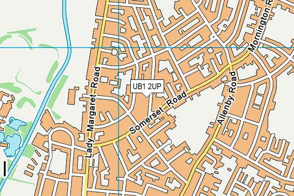 UB1 2UP map - OS VectorMap District (Ordnance Survey)