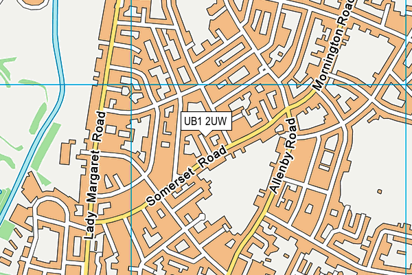 UB1 2UW map - OS VectorMap District (Ordnance Survey)