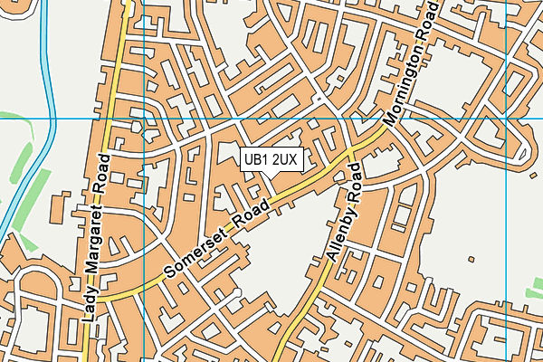 UB1 2UX map - OS VectorMap District (Ordnance Survey)