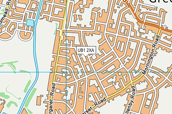 UB1 2XA map - OS VectorMap District (Ordnance Survey)