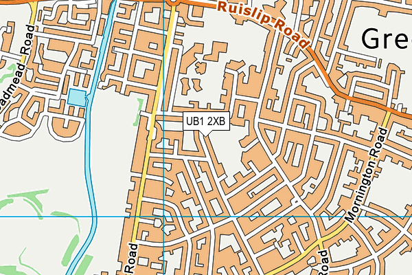 UB1 2XB map - OS VectorMap District (Ordnance Survey)