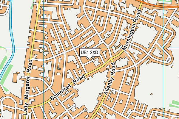 UB1 2XD map - OS VectorMap District (Ordnance Survey)
