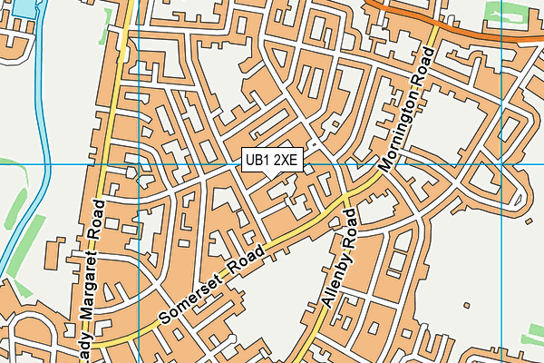 UB1 2XE map - OS VectorMap District (Ordnance Survey)