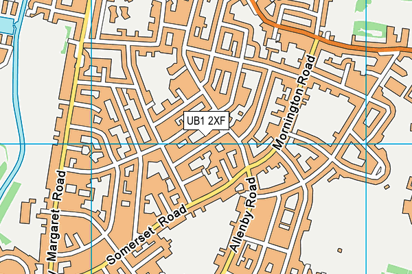 UB1 2XF map - OS VectorMap District (Ordnance Survey)