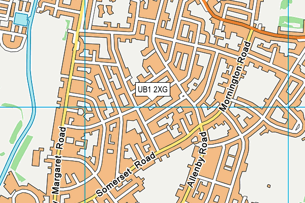 UB1 2XG map - OS VectorMap District (Ordnance Survey)