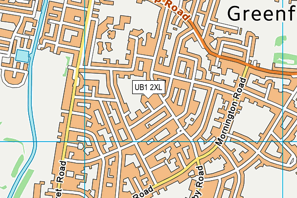 UB1 2XL map - OS VectorMap District (Ordnance Survey)
