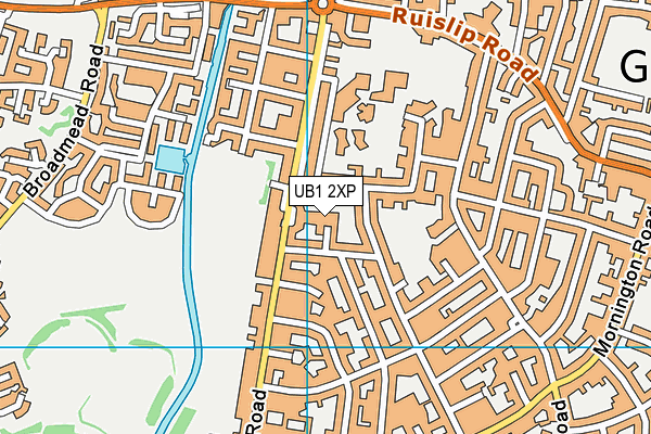 UB1 2XP map - OS VectorMap District (Ordnance Survey)