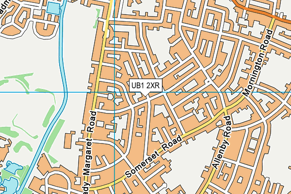 UB1 2XR map - OS VectorMap District (Ordnance Survey)