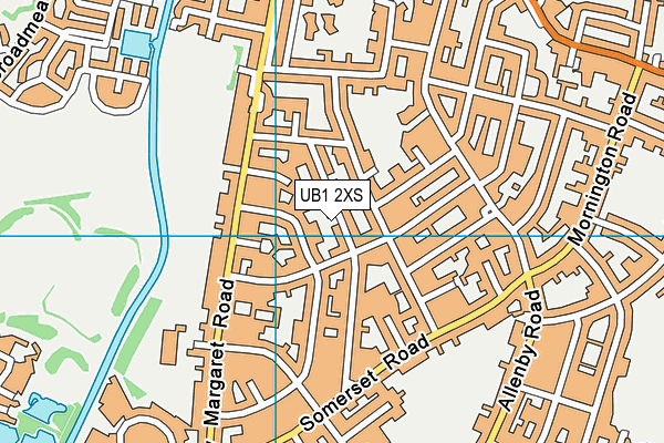 UB1 2XS map - OS VectorMap District (Ordnance Survey)