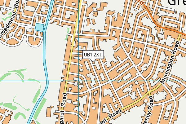 UB1 2XT map - OS VectorMap District (Ordnance Survey)